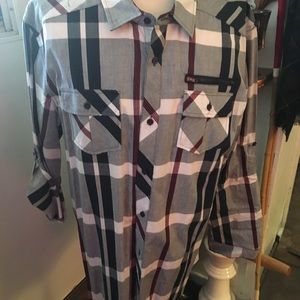 Plaid long sleeve button up